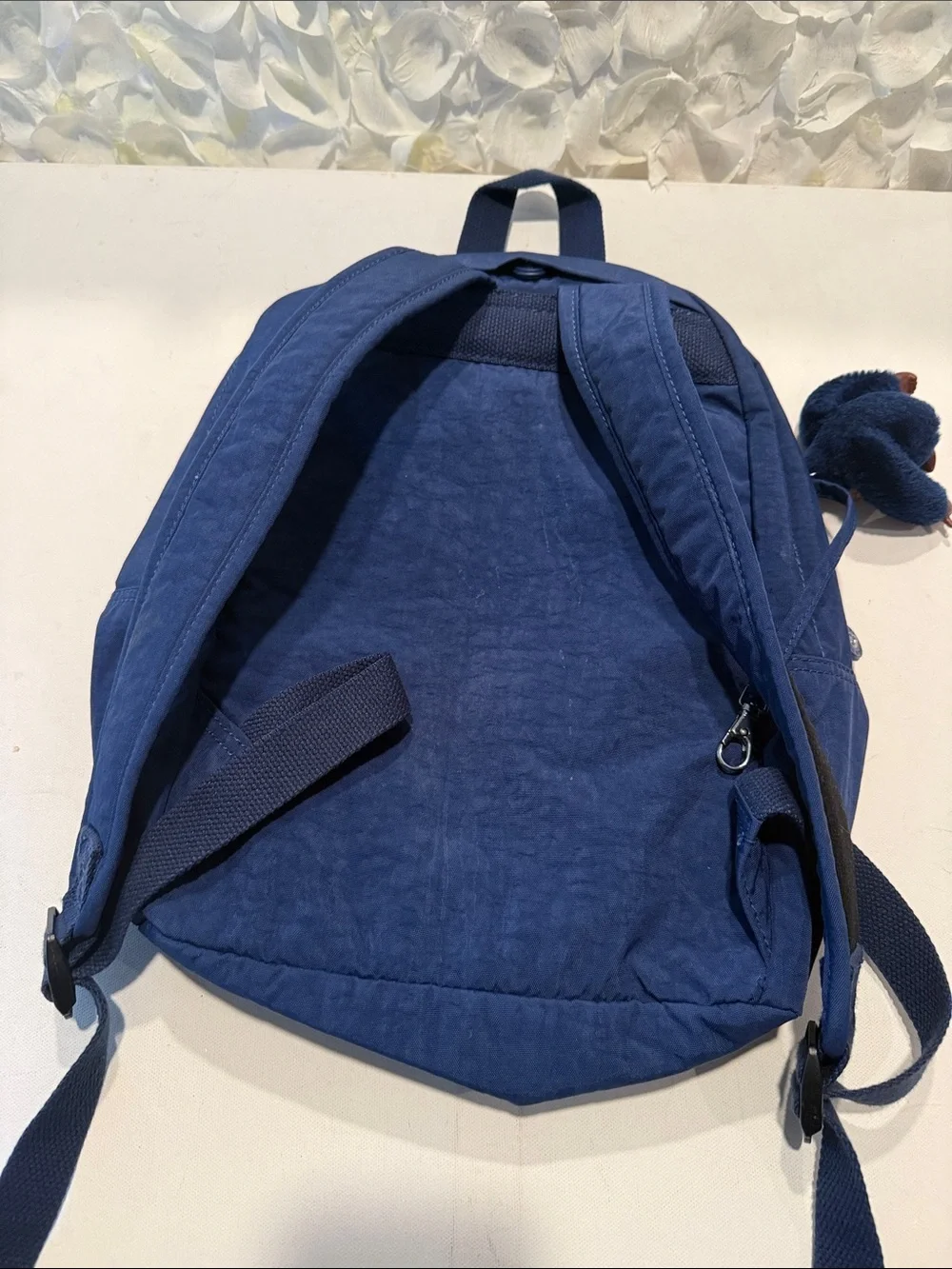 Kipling Deep Blue Everyday Backpack with Monkey Charm